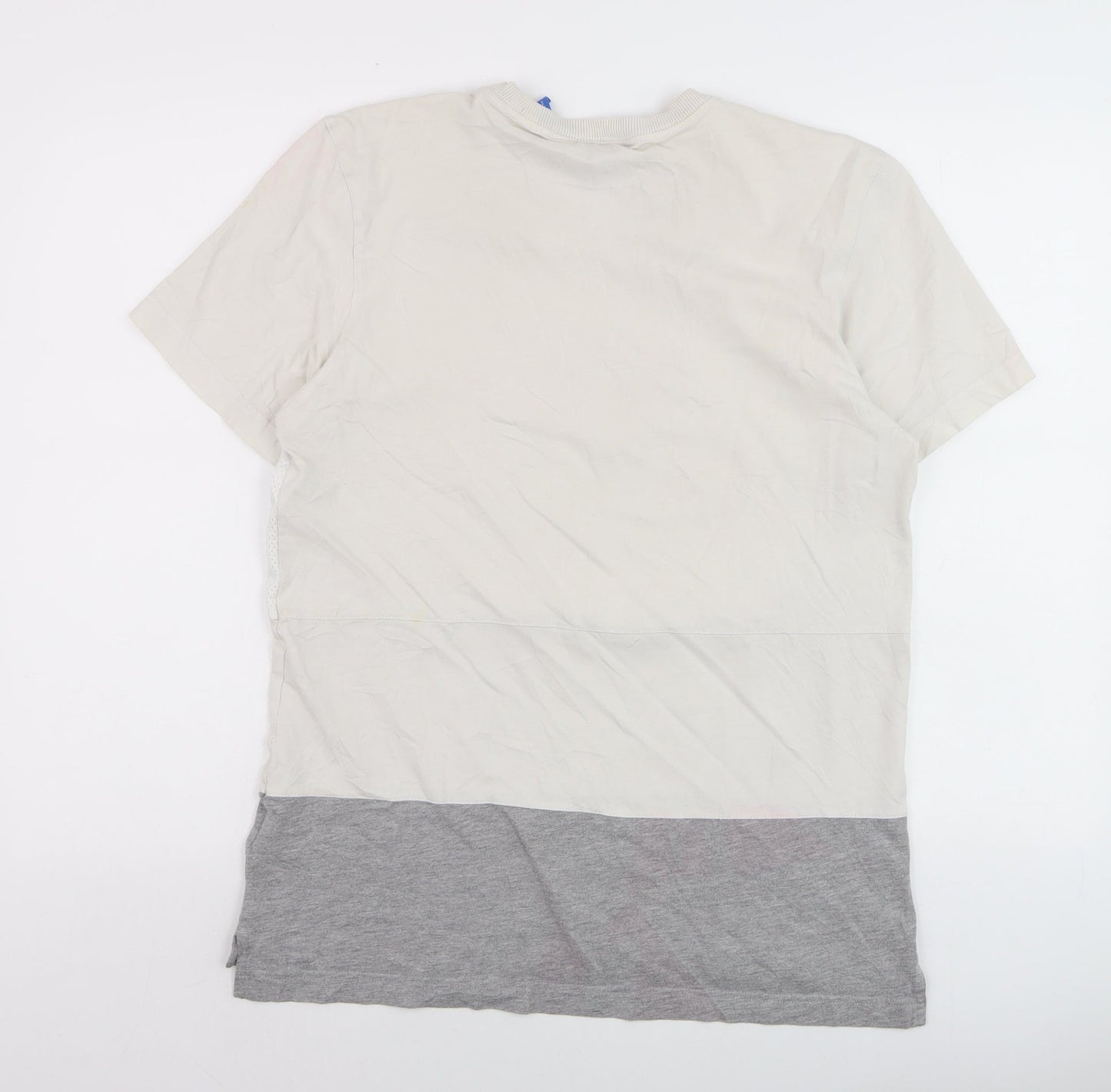 Adidas Men’s Beige Grey Colourblock Trefoil Logo T-Shirt Size M