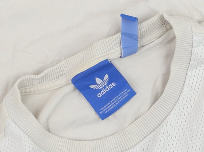 Adidas Men’s Beige Grey Colourblock Trefoil Logo T-Shirt Size M