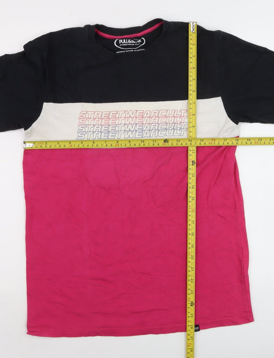 Pull & Bear Men's Multicoloured Streetwear Cult T-Shirt Size S