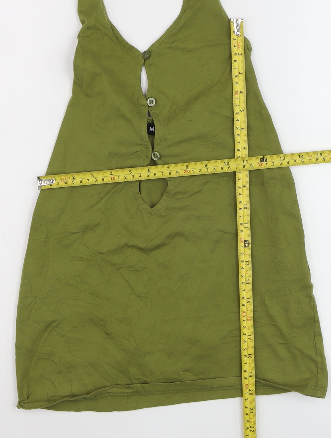 Motel Women’s Green Halter Neck Cotton Stretch Camisole Tank Top S