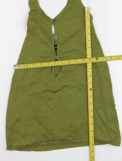 Motel Women’s Green Halter Neck Cotton Stretch Camisole Tank Top S