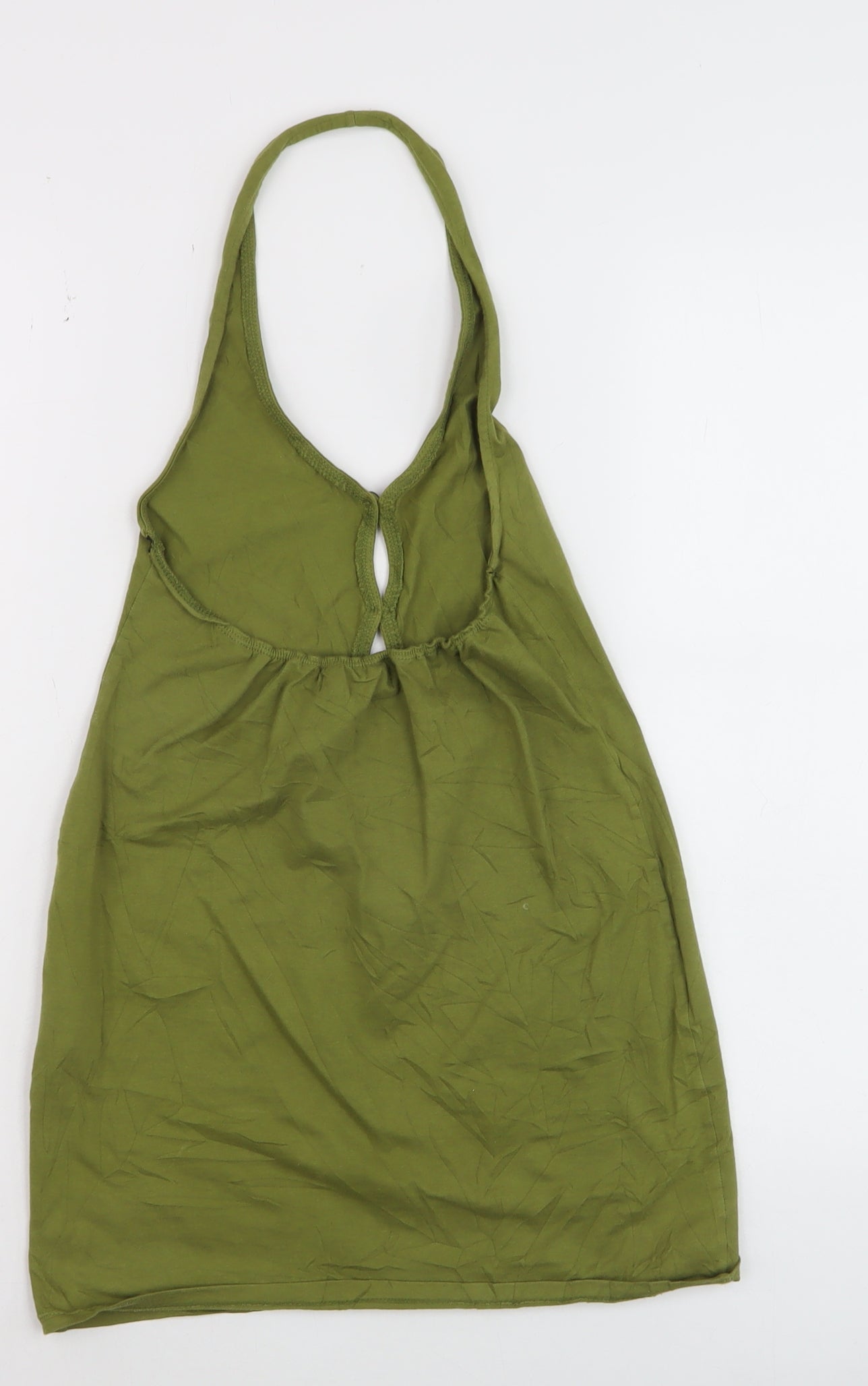 Motel Women’s Green Halter Neck Cotton Stretch Camisole Tank Top S