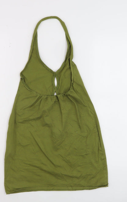 Motel Women’s Green Halter Neck Cotton Stretch Camisole Tank Top S