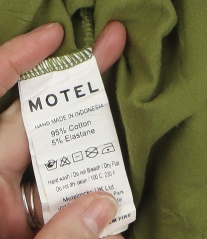 Motel Women’s Green Halter Neck Cotton Stretch Camisole Tank Top S
