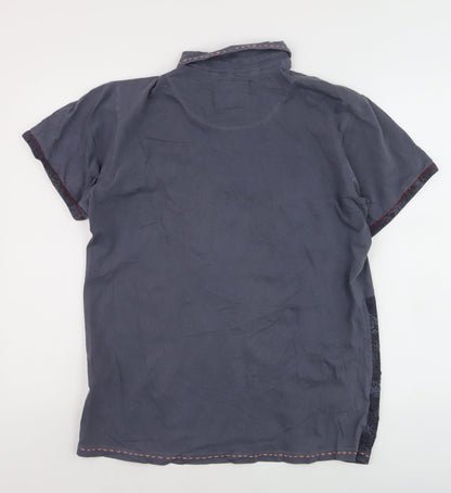 Joe Browns Men's Blue Patchwork Cotton Polo Shirt Size M