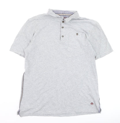 White Stuff Men's Grey Striped Cotton Polo Shirt Size M