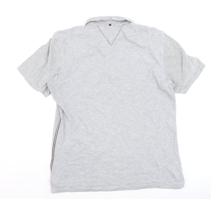 White Stuff Men's Grey Striped Cotton Polo Shirt Size M