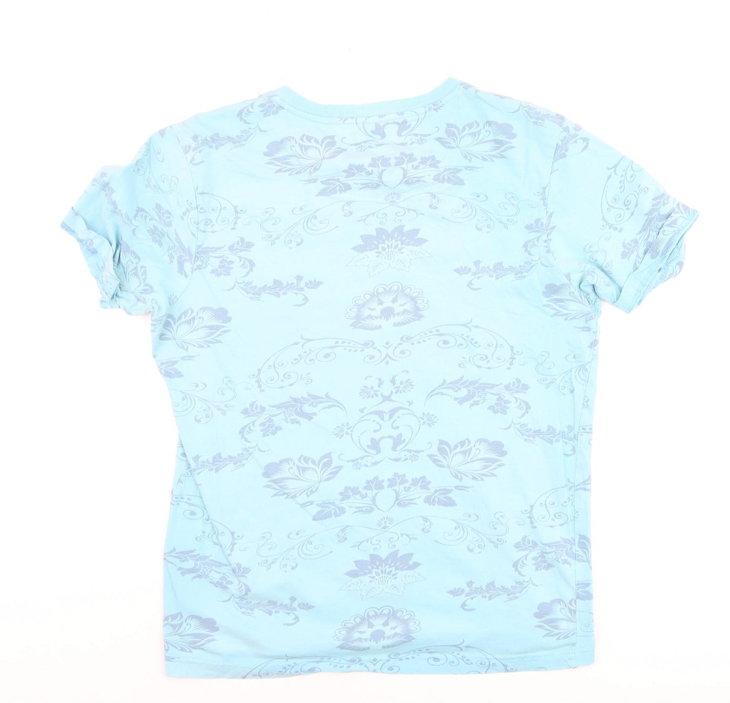 Smith & Jones Men's Blue Floral Crew Neck Cotton T-Shirt Size S