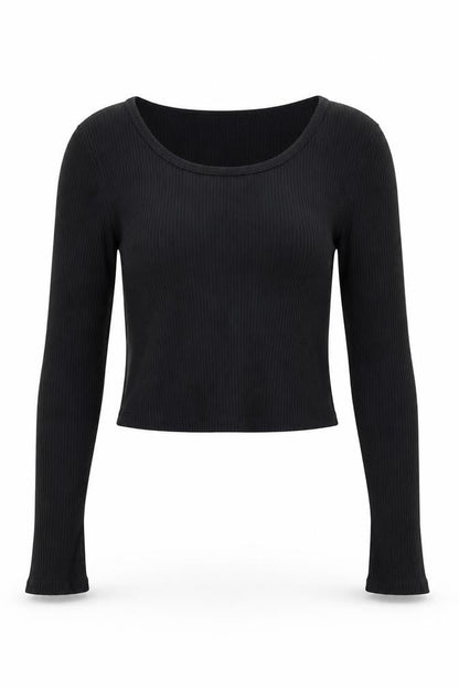 Uniqlo Women Black Ribbed Cotton Long Sleeve Pullover Jumper Size L
