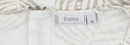 Fransa Women Beige Leaf Print Cotton Short Sleeve T-Shirt M