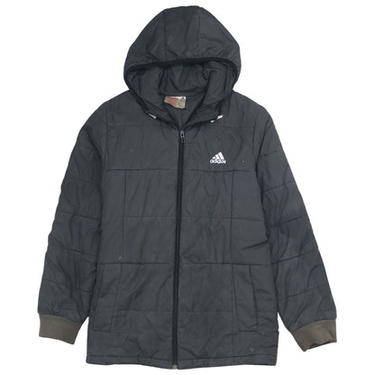 Adidas Boys Black 13-14 Years Hooded Puffer Jacket Winter Coat