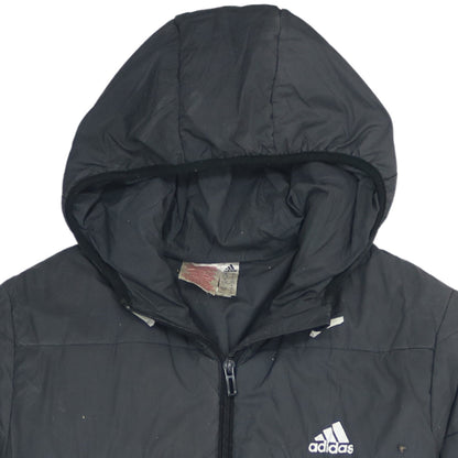 Adidas Boys Black 13-14 Years Hooded Puffer Jacket Winter Coat