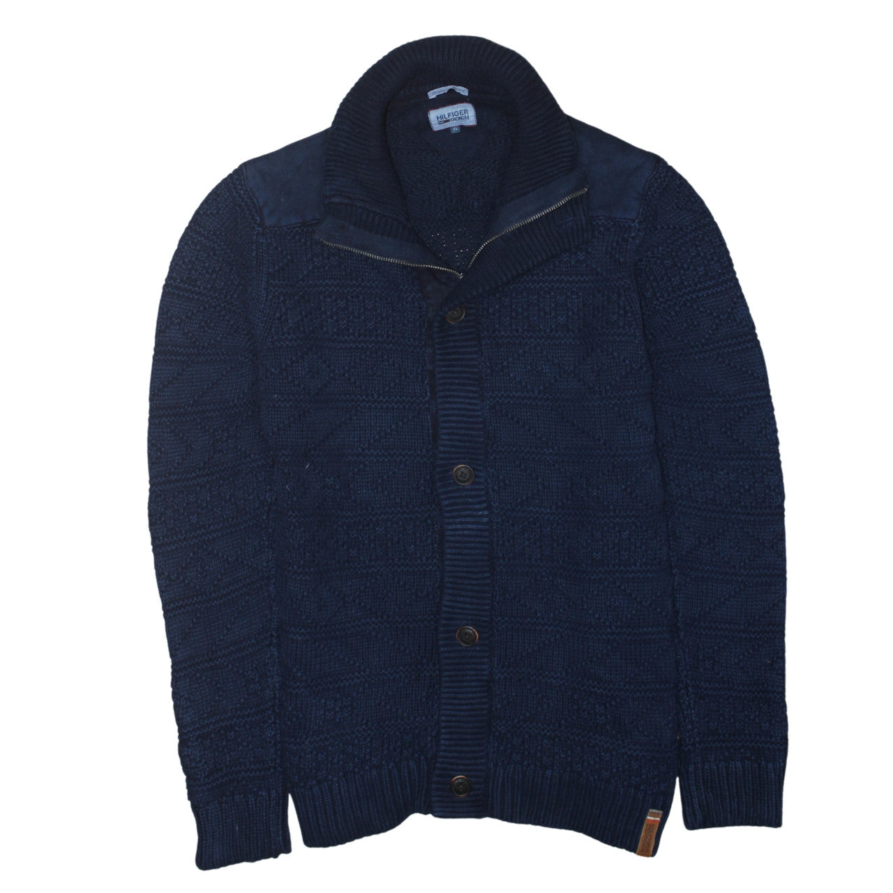 Tommy Hilfiger Men’s Blue Chunky Knit Collared Cardigan XL