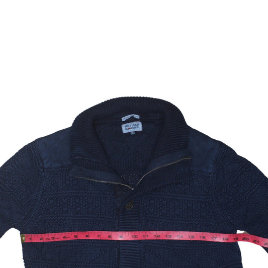 Tommy Hilfiger Men’s Blue Chunky Knit Collared Cardigan XL