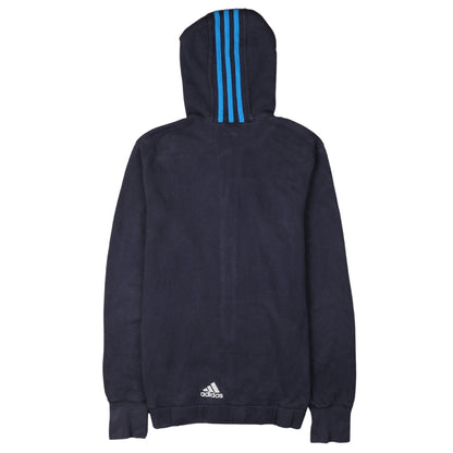 Adidas Boys Blue Full Zip Hoodie 15-16 Years Logo Fleece Sweatshirt