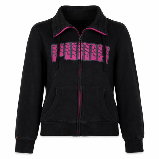 Puma Women's Black Size 8 Track Jacket Full Zip Logo Fleece