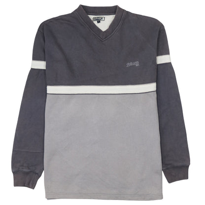 Schott NYC Mens Grey V-Neck Pullover Sweatshirt Size L Vintage