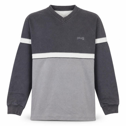 Schott NYC Mens Grey V-Neck Pullover Sweatshirt Size L Vintage