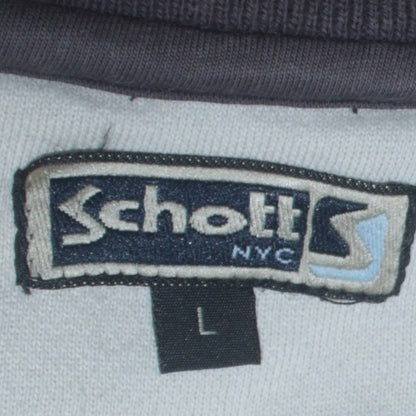 Schott NYC Mens Grey V-Neck Pullover Sweatshirt Size L Vintage