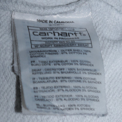Carhartt Men's Grey Embroidered Logo Crew Neck Sweatshirt M