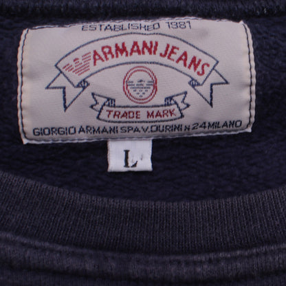 Armani Jeans Men's Blue Large Pullover Logo Sweatshirt