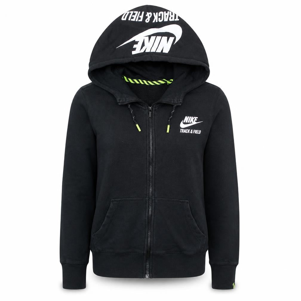 Nike Women's Black Full Zip Hoodie Small Track & Field Logo