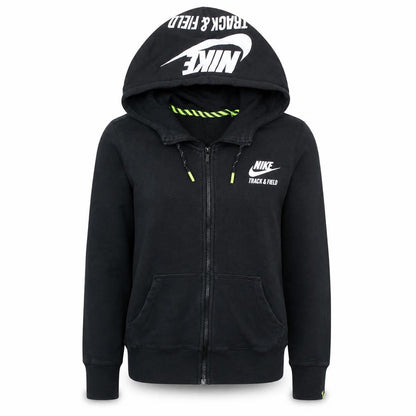 Nike Women's Black Full Zip Hoodie Small Track & Field Logo