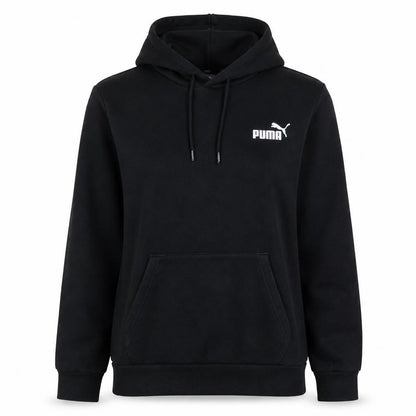 Puma Women's Black Small Pullover Hoodie with Logo and Kangaroo Pocket