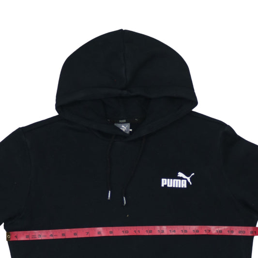 Puma Women's Black Small Pullover Hoodie with Logo and Kangaroo Pocket