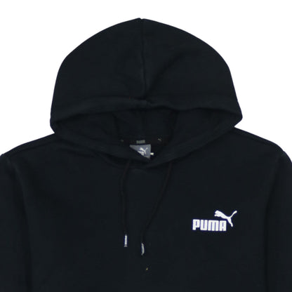 Puma Women's Black Small Pullover Hoodie with Logo and Kangaroo Pocket