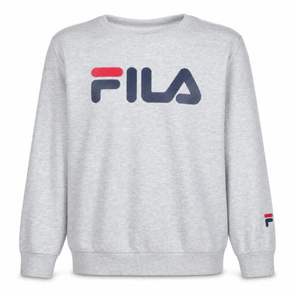 Front view of Fila men’s grey xs pullover sweatshirt crew neck logo print