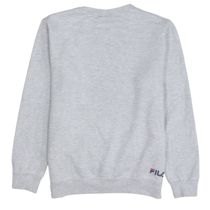 Fila Mens Grey XS Pullover Sweatshirt Crew Neck Logo Print