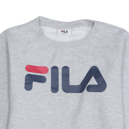 Fila Mens Grey XS Pullover Sweatshirt Crew Neck Logo Print