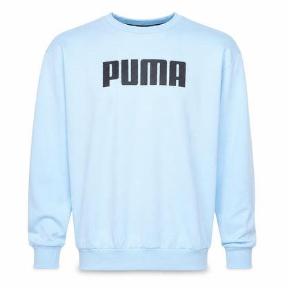 Puma Men's Blue Pullover Sweatshirt S Crew Neck Logo Fleece