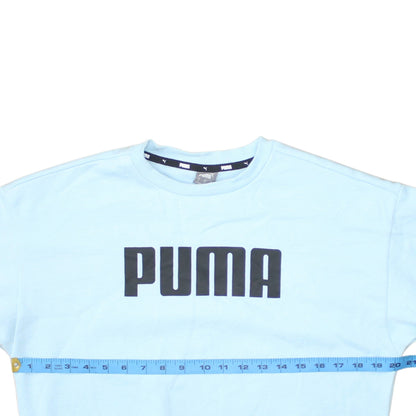 Puma Men's Blue Pullover Sweatshirt S Crew Neck Logo Fleece
