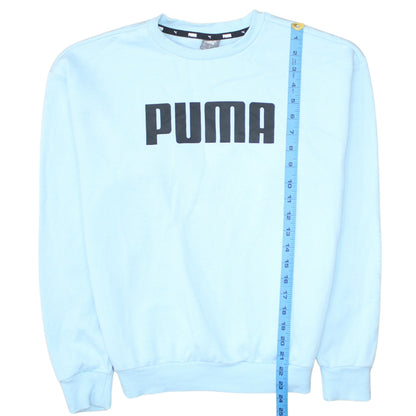 Puma Men's Blue Pullover Sweatshirt S Crew Neck Logo Fleece