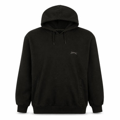 Front view of Slazenger boys’ black pullover hoodie l fleece lined casual sweatshirt