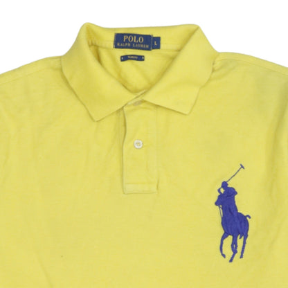 Ralph Lauren Men's Yellow Slim Fit Polo Shirt L Embroidered Logo