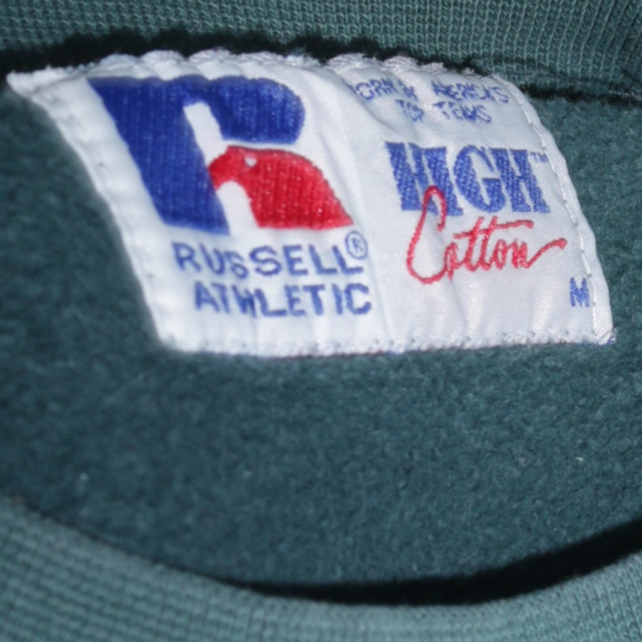 Russell Athletic Men's Green Crew Neck Pullover Sweatshirt M Vintage