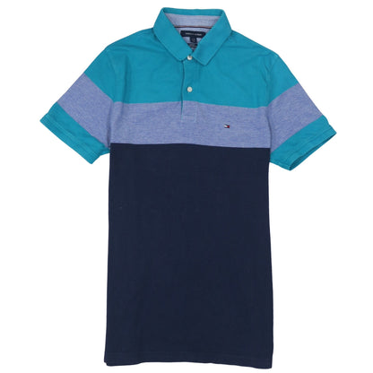 Tommy Hilfiger Men's Blue Slim Fit Colourblock Polo Shirt L