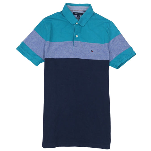 Tommy Hilfiger Men's Blue Slim Fit Colourblock Polo Shirt L