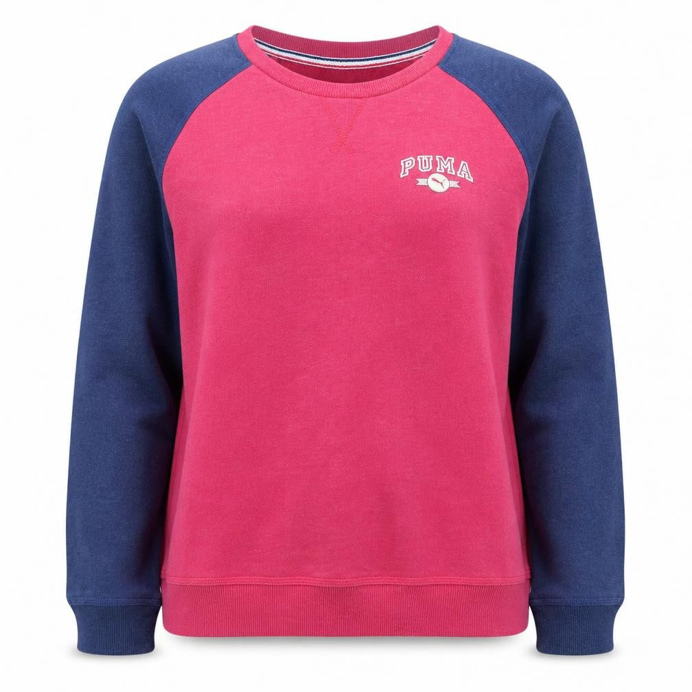 Puma Womens Pink & Blue Raglan Sleeve Pullover Sweatshirt Size 14