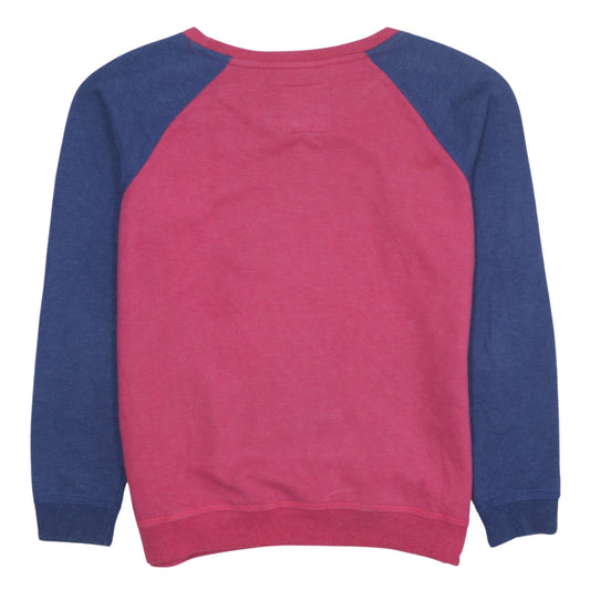 Puma Womens Pink & Blue Raglan Sleeve Pullover Sweatshirt Size 14