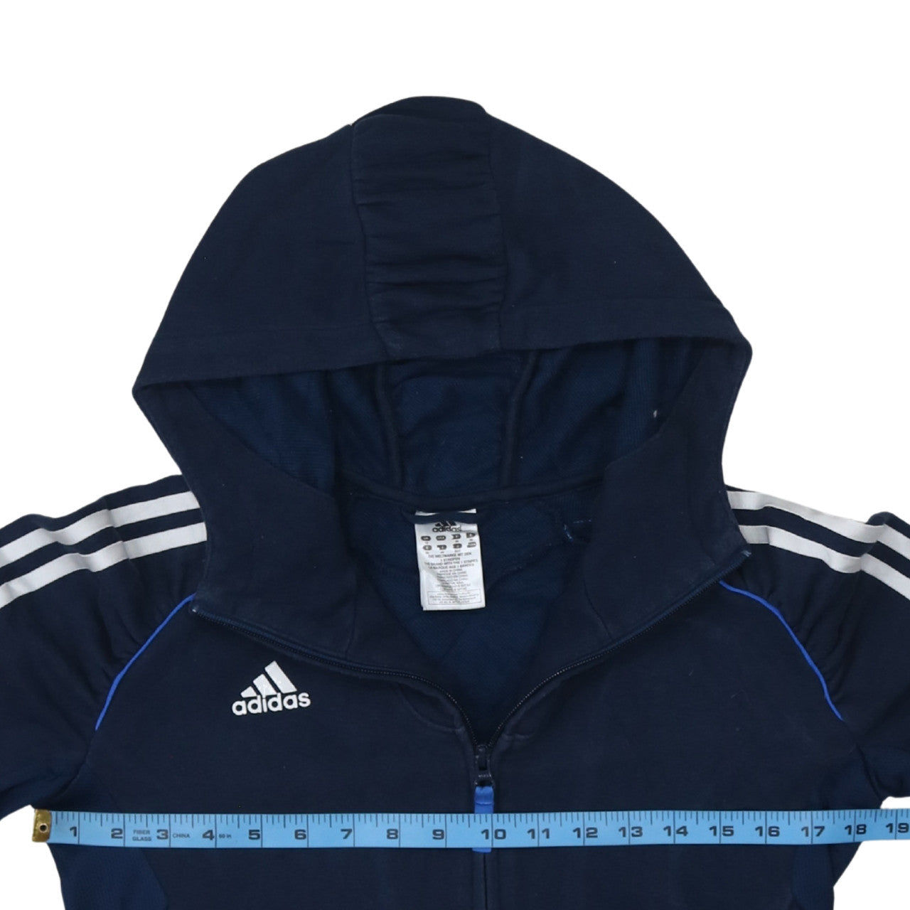 Adidas Women Navy Blue Full Zip Hoodie Size 12 Classic Sportswear