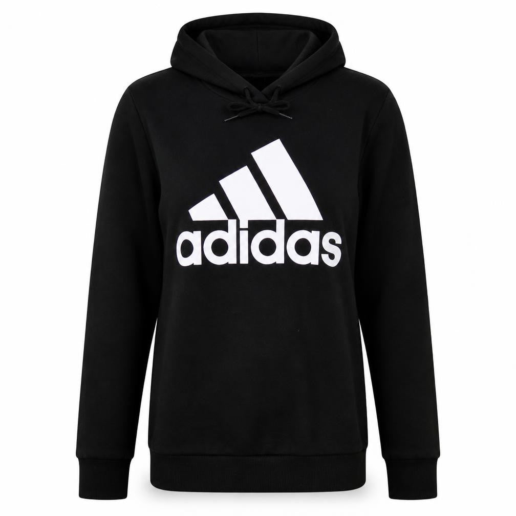 Front view of Adidas Women’s Black Pullover Hoodie L 16-18 Logo Sweatshirt