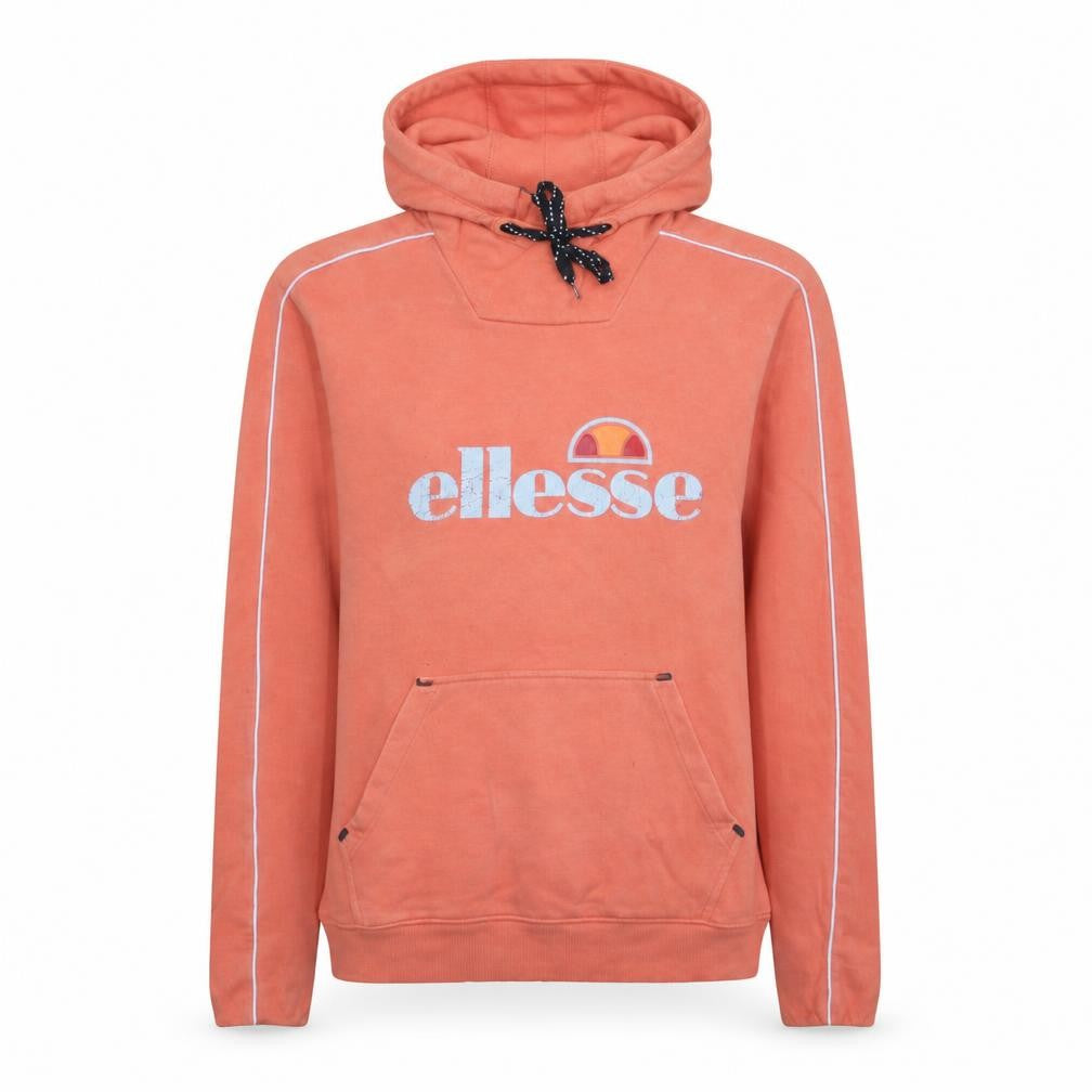Front view of Ellesse women’s orange hooded pullover hoodie uk 12 cotton blend