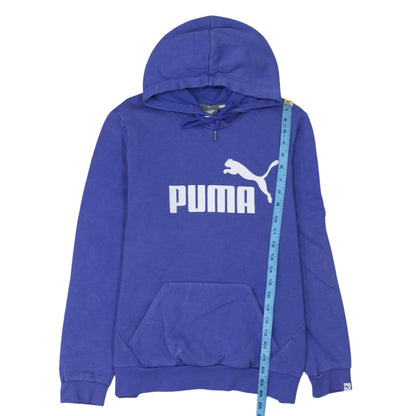 Puma Women Blue Hooded Pullover Hoodie Size 16 Logo Print