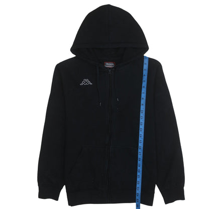 Kappa Men’s Black Full Zip Hoodie Size L Fleece Logo Hooded Sweatshirt