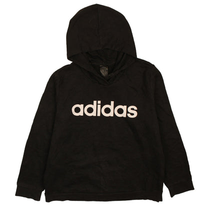 Adidas Womens Black 2XL Pullover Hoodie Logo Print Sweatshirt