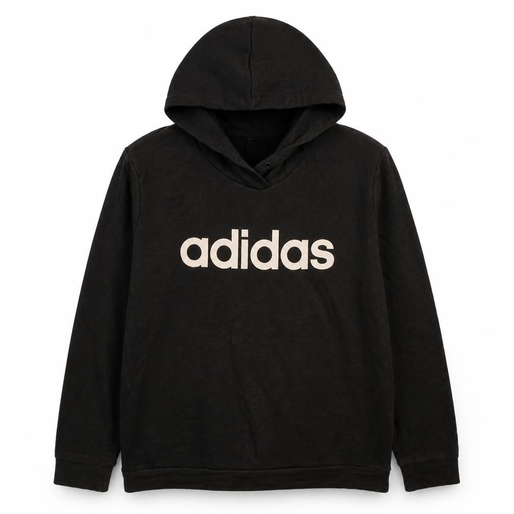 Adidas Womens Black 2XL Pullover Hoodie Logo Print Sweatshirt